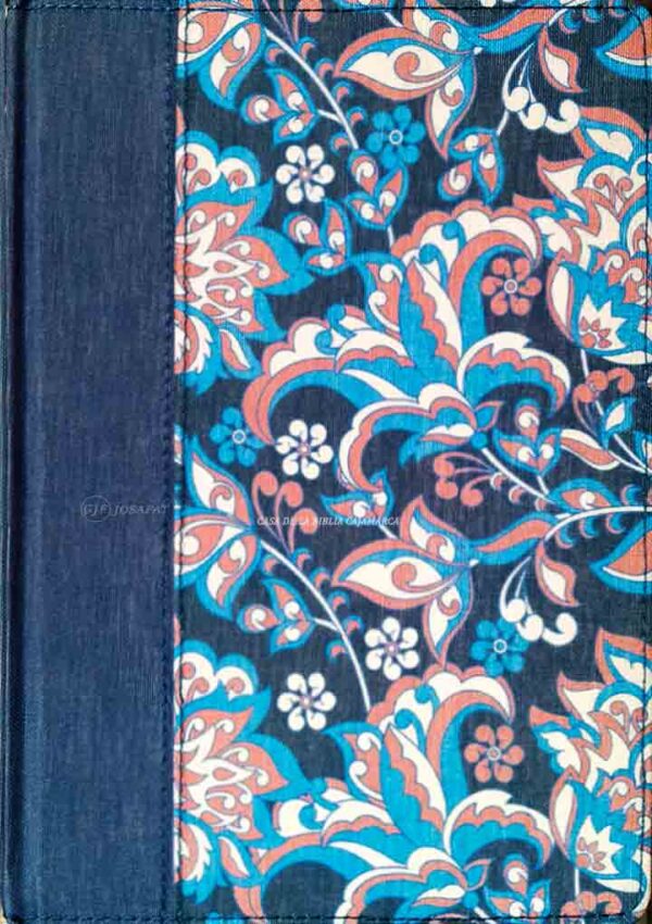 Biblia de Apuntes RVR1960 Tapa de Tela Azul Rosa Ilustrada