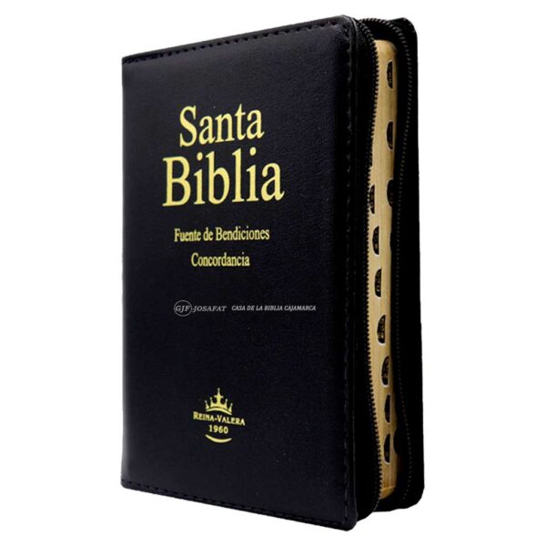 Biblia RVR1960 Fuente de Bendicion Manual Piel Cierre Indice Negro