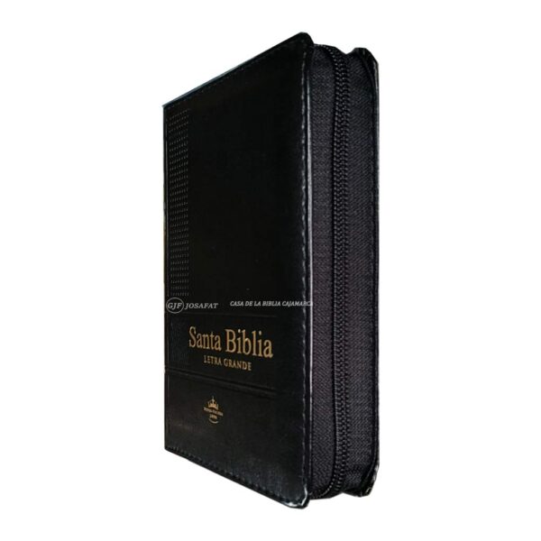Biblia RVR 1960 Compacta Letra Grande Negro Cierre e Indice Tapa Piel