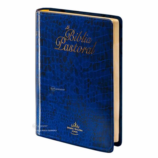 Biblia RVR1960 Pastoral Letra Grande Tapa Piel Azul
