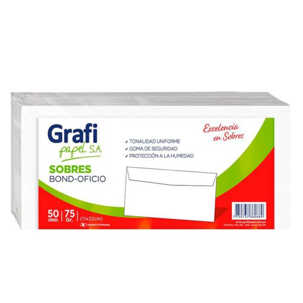 sobre oficio grafi 56 g x 50 unds