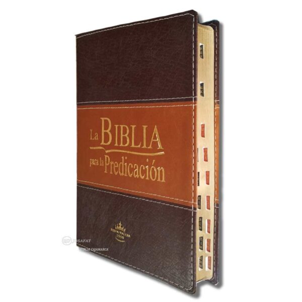 Biblia para la Predicación RVR 1960 Tapa Piel con Índice Marrón Duo tono