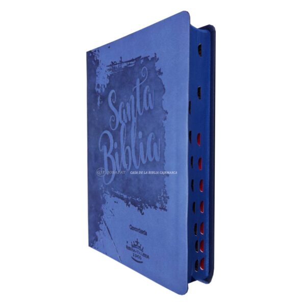 Biblia RVR1960 Letra Grande Tapa Piel Indice Azul