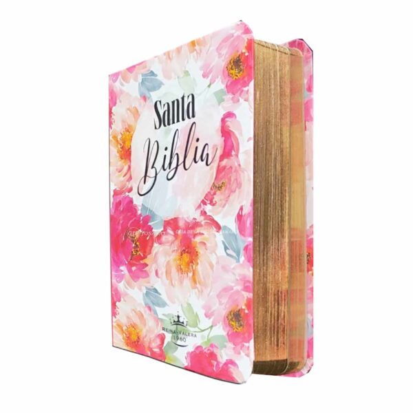 Biblia de bolsillo RVR1960 Semi flex Flores Rosa