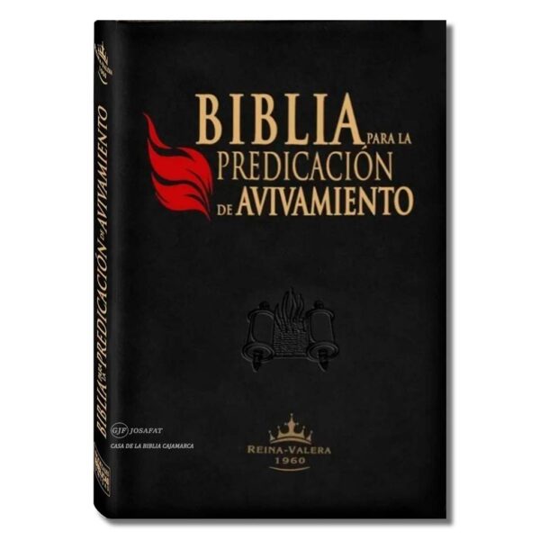 Biblia de Estudio para la Predicación de avivamiento RVR1960 Piel Indice Negro