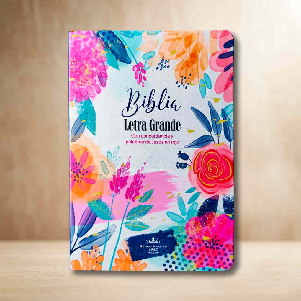 Biblia RVR1960 Personal Tapa Eco Flex Flores Acuarela Celeste Letra Grande 12 pts