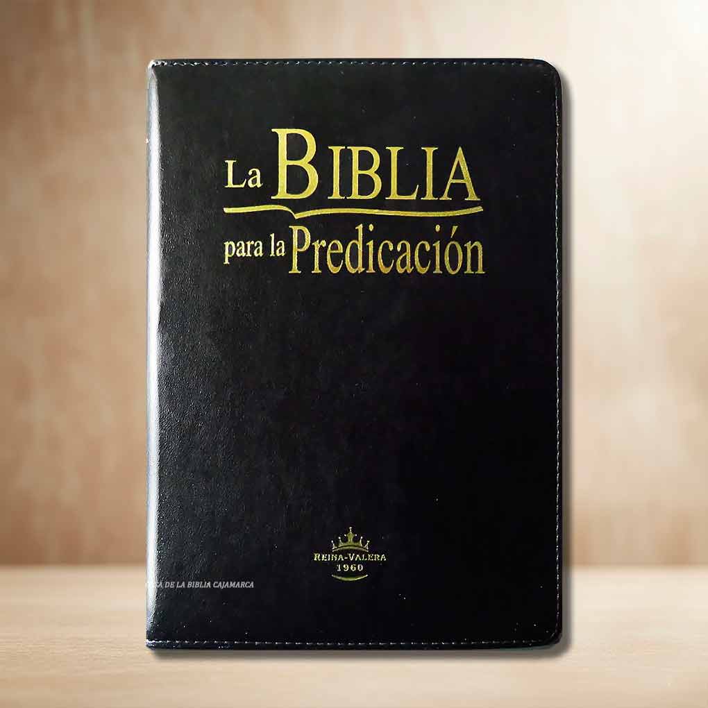 Biblias para la Predicación RVR1960 Tapa Piel con Cierre Indice Negro
