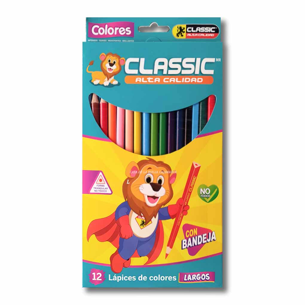 Colores Largos Classic con Bandeja x 12 unds