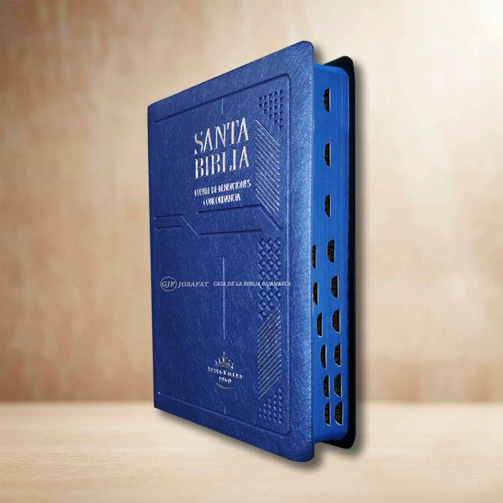 Biblia RVR1960 Fuente de Bendicion Manual Tapa Vinil Indice Azul