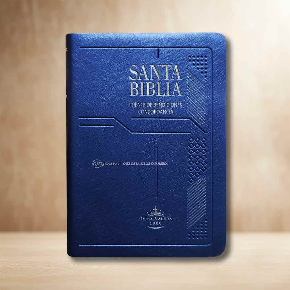 Biblia RVR1960 Fuente de Bendicion Manual Tapa Vinil Indice Azul