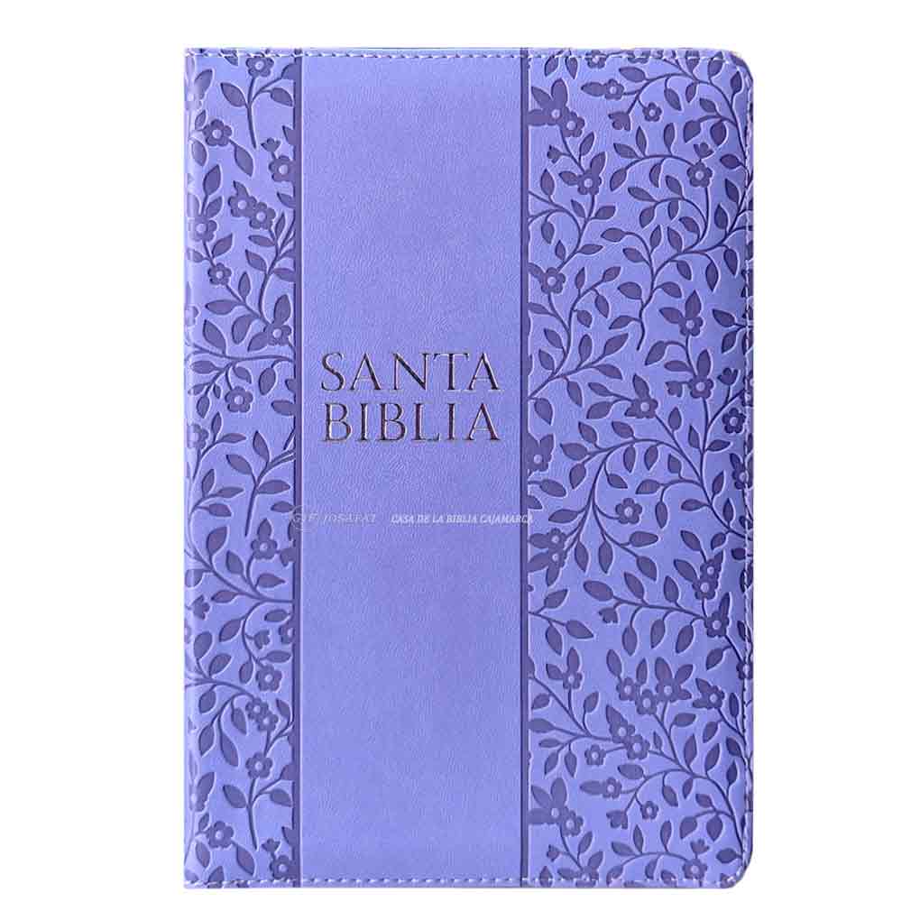 Biblia RVR1960 Letra Grande 12 pts Tapa Simil Piel Personal Cierre Indice Lila Lavanda