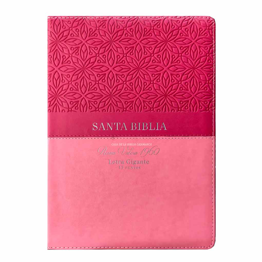 Biblia RVR1960 Letra Gigante 15 pts Tapa Simil Piel Cierre Indice MB Bifloral Rosa