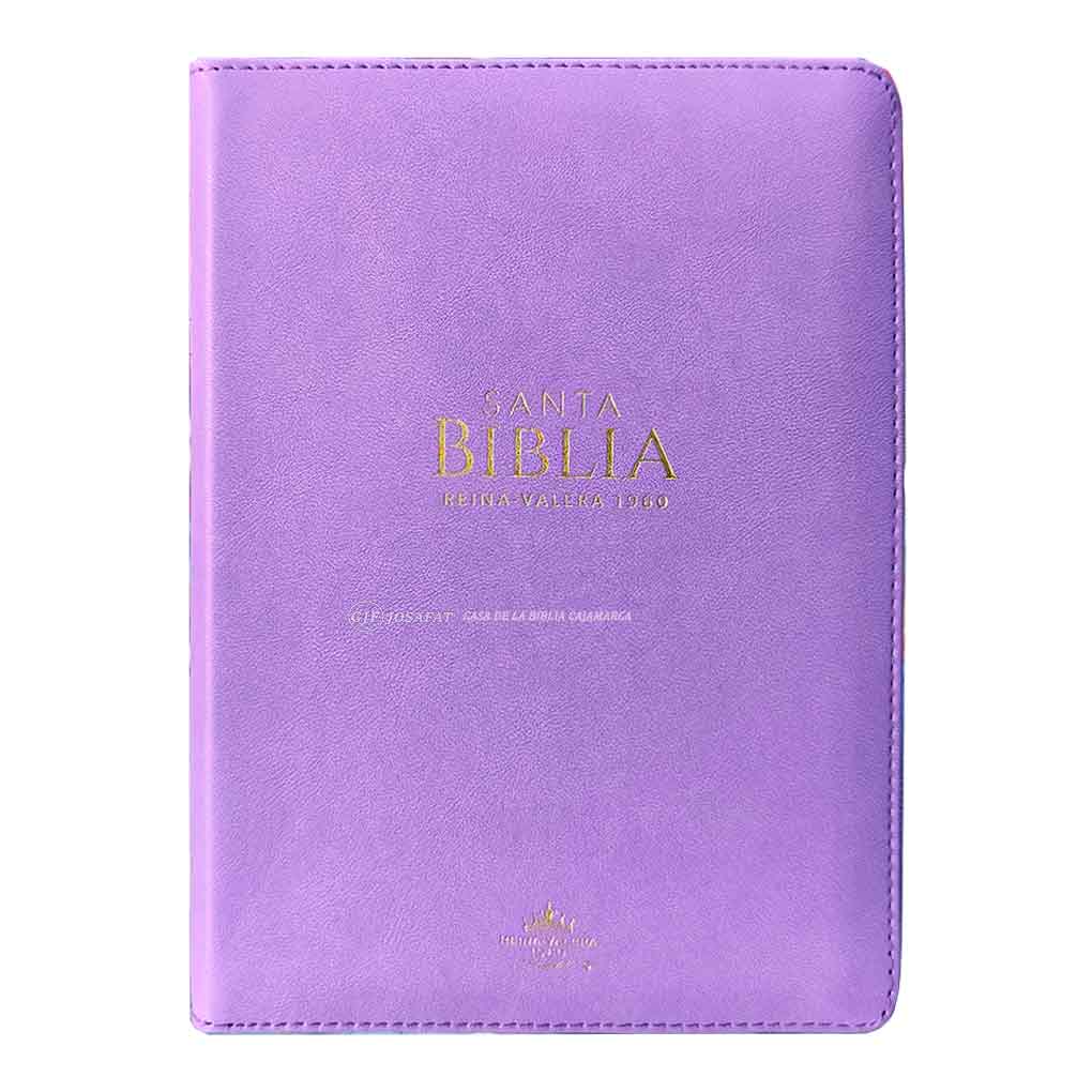 Biblia RVR1960 Manual Letra Grande 11 pts Tapa Simil Piel Cierre MB Lila