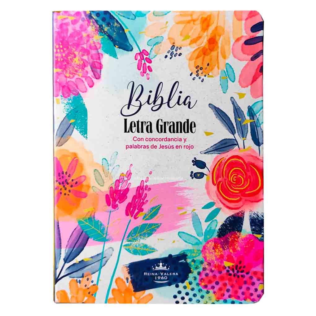 Biblia RVR1960 Personal Tapa Eco Flex Flores Acuarela Celeste Letra Grande 12 pts