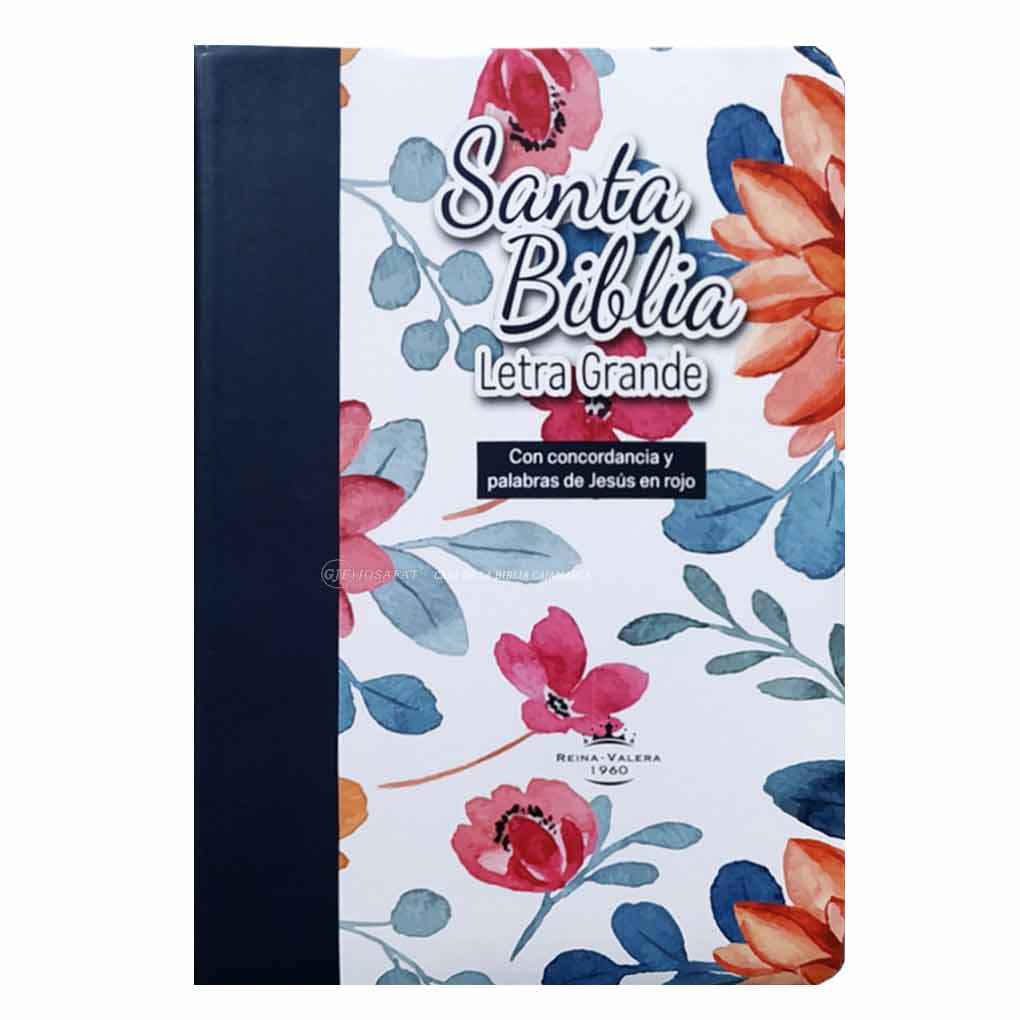 Biblia RVR1960 Personal Tapa Eco Flex Flores Azul Letra Grande 12 pts