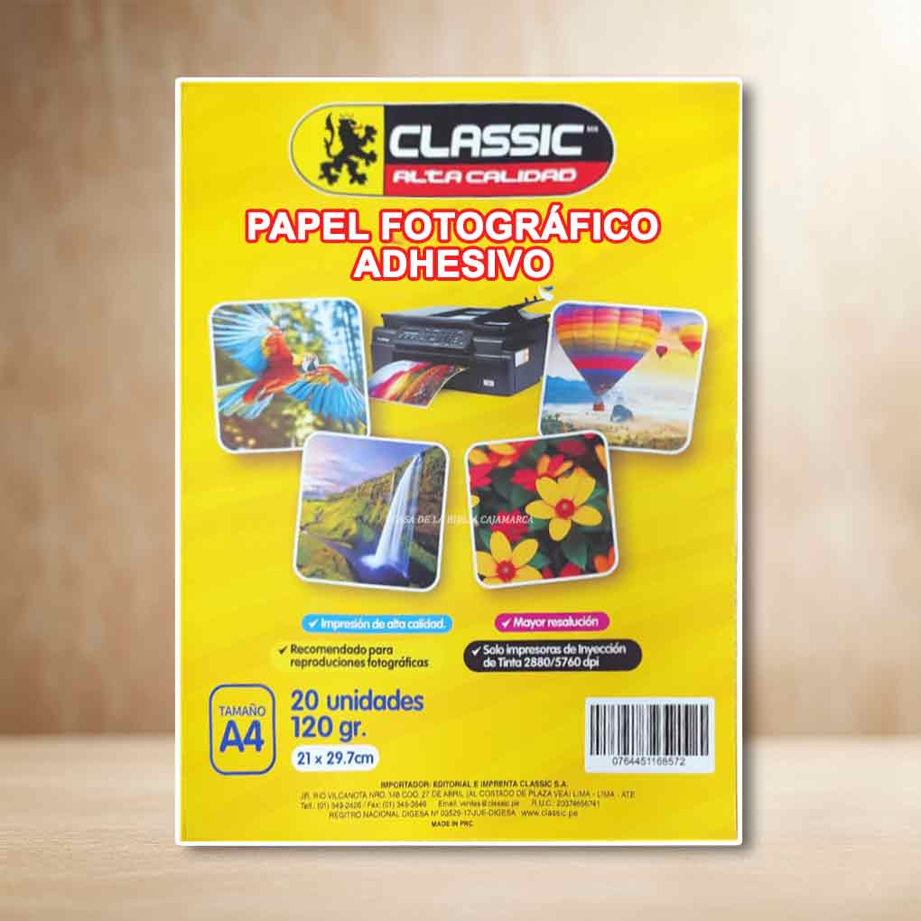Papel Fotografico Brillante A4 120 gramos Paquete x 20 unds