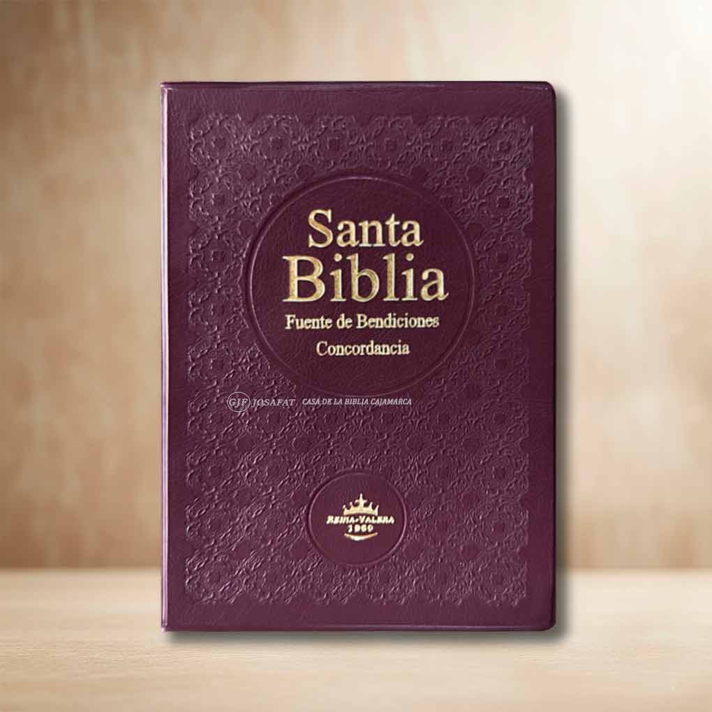 Biblia RVR1960 Fuente de Bendición Manual Con Indice Tapa Vinil Vino
