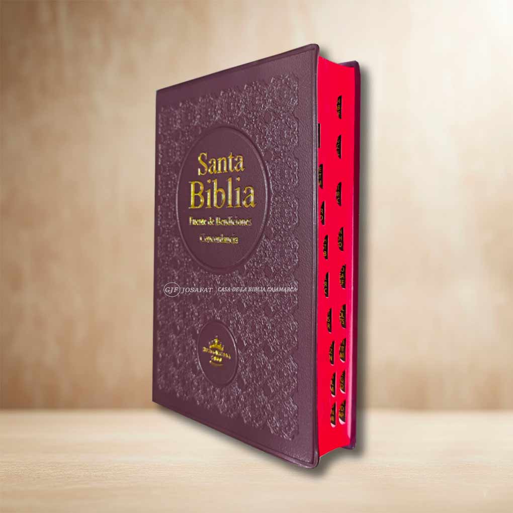 Biblia RVR1960 Fuente de Bendición Manual Con Indice Tapa Vinil Vino