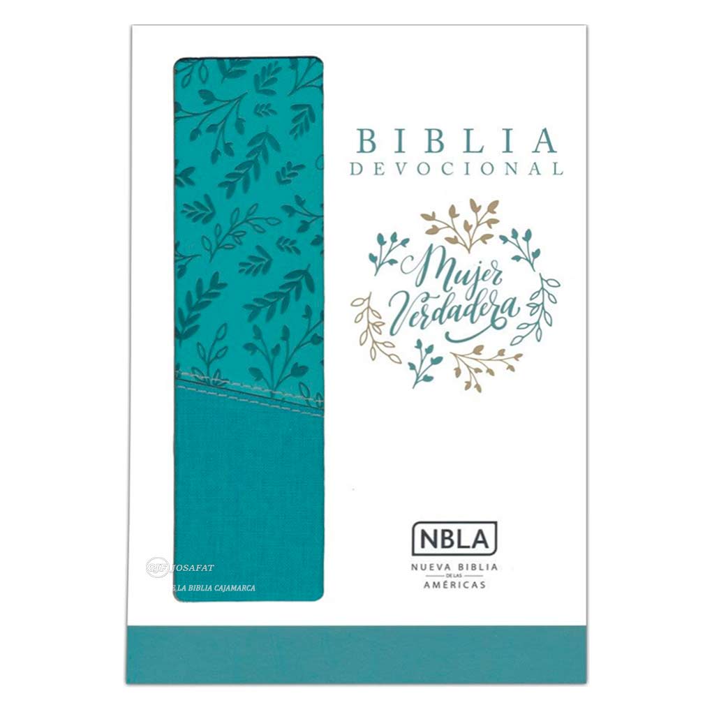 Biblia devocional Mujer Verdadera NBLA Piel Aqua Duo Tono