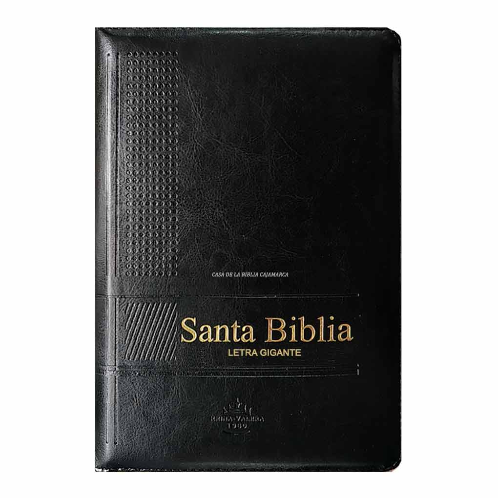 Biblia RVR1960 Letra Gigante 14 Pts Tapa Piel con Cierre Negro Personal Filo Dorado con Indice
