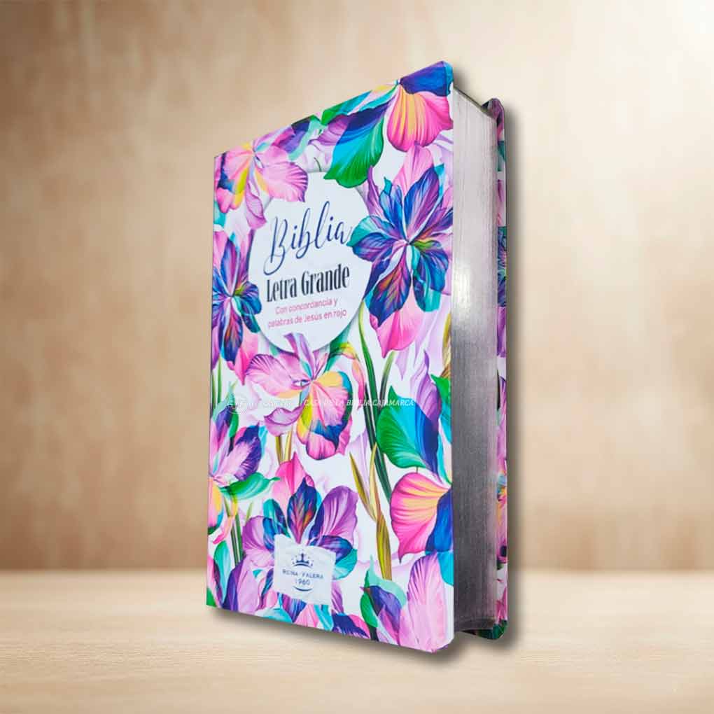 Biblia RVR1960 Personal Tapa Eco Flex Flores Multicolor Letra Grande 12 pts