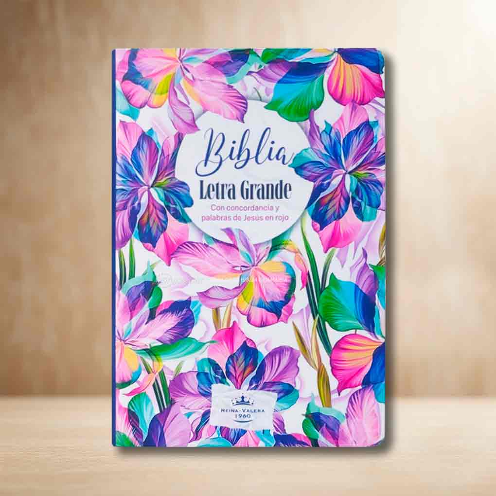 Biblia RVR1960 Personal Tapa Eco Flex Flores Multicolor Letra Grande 12 pts