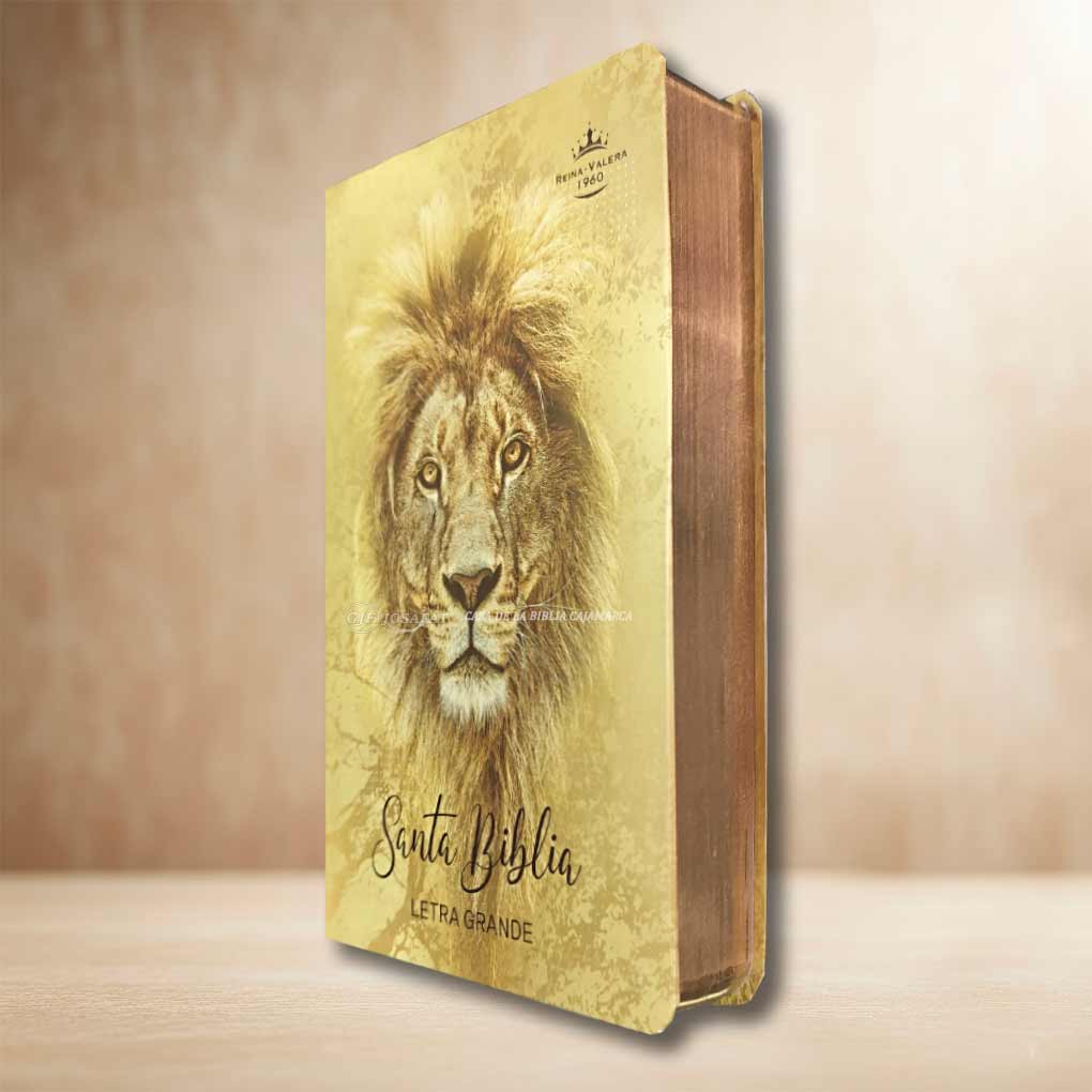 Biblia RVR1960 Personal Tapa Eco Flex Leon Amarillo Letra Grande 12 pts
