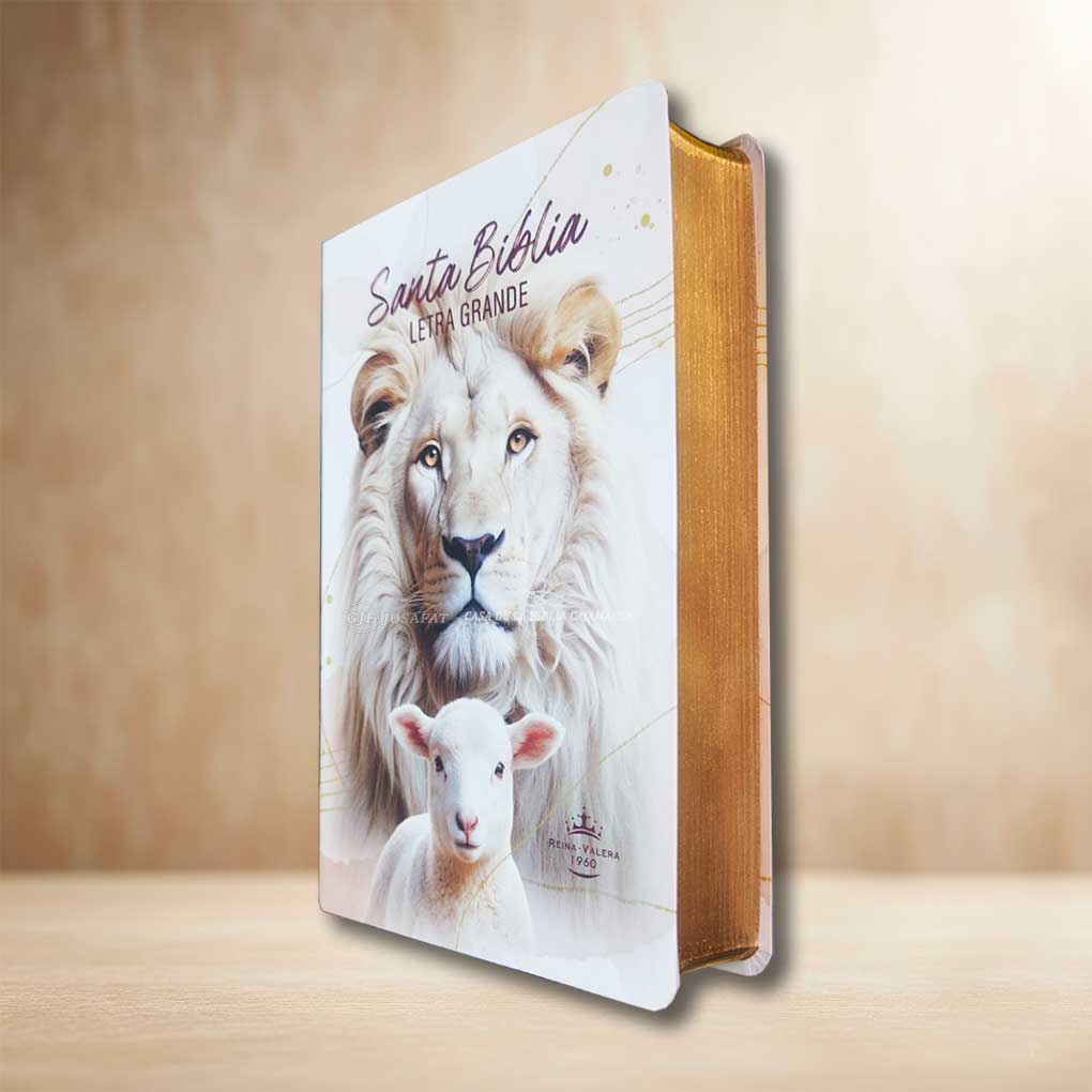Biblia RVR1960 Personal Tapa Eco Flex Leon Blanco Letra Grande 12 pts