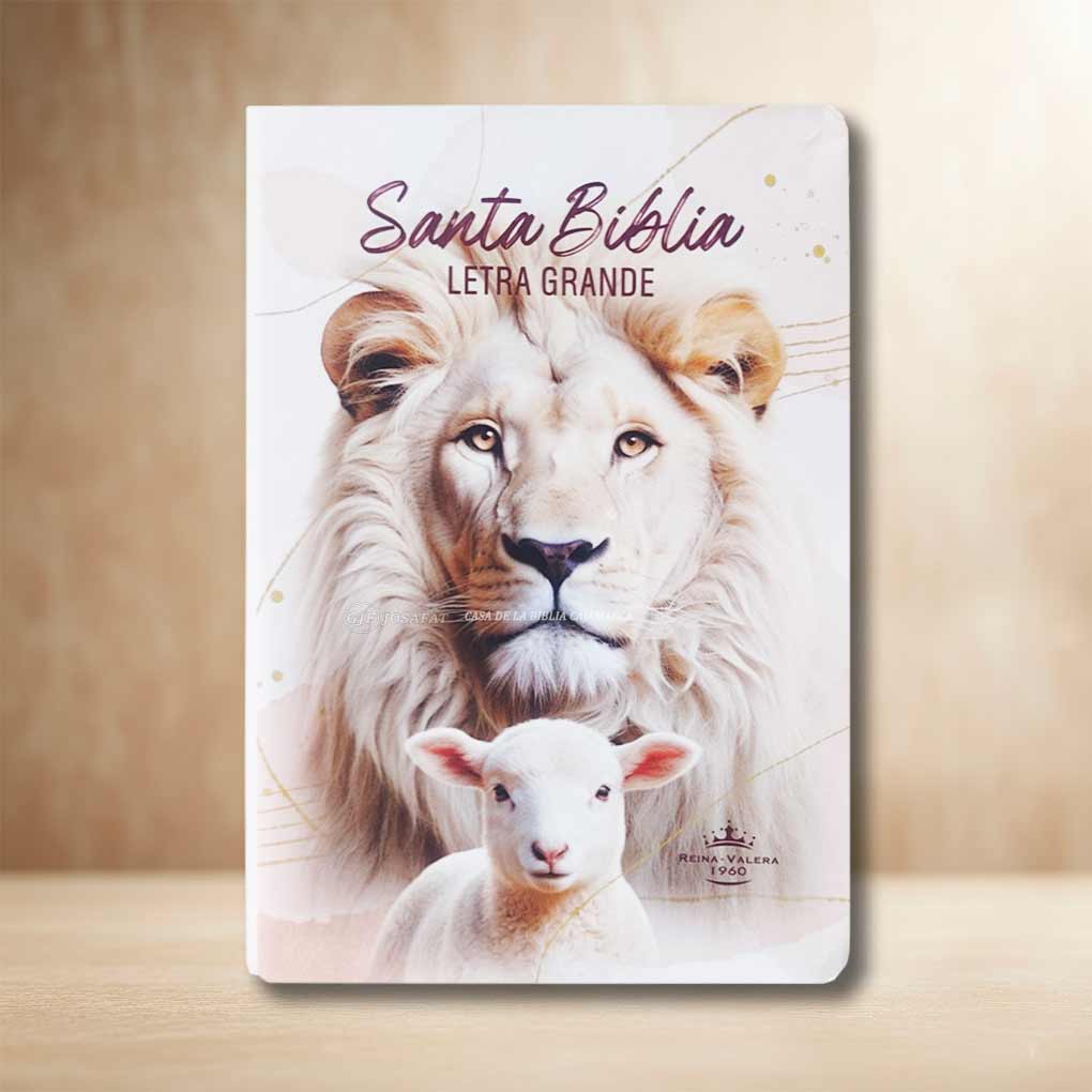 Biblia RVR1960 Personal Tapa Eco Flex Leon Blanco Letra Grande 12 pts
