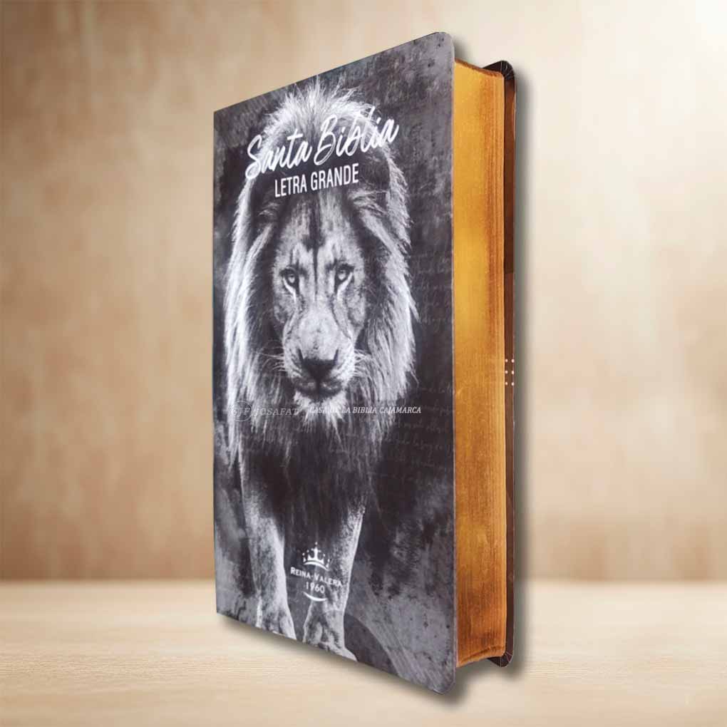 Biblia RVR1960 Personal Tapa Eco Flex Leon Negro Letra Grande 12 pts