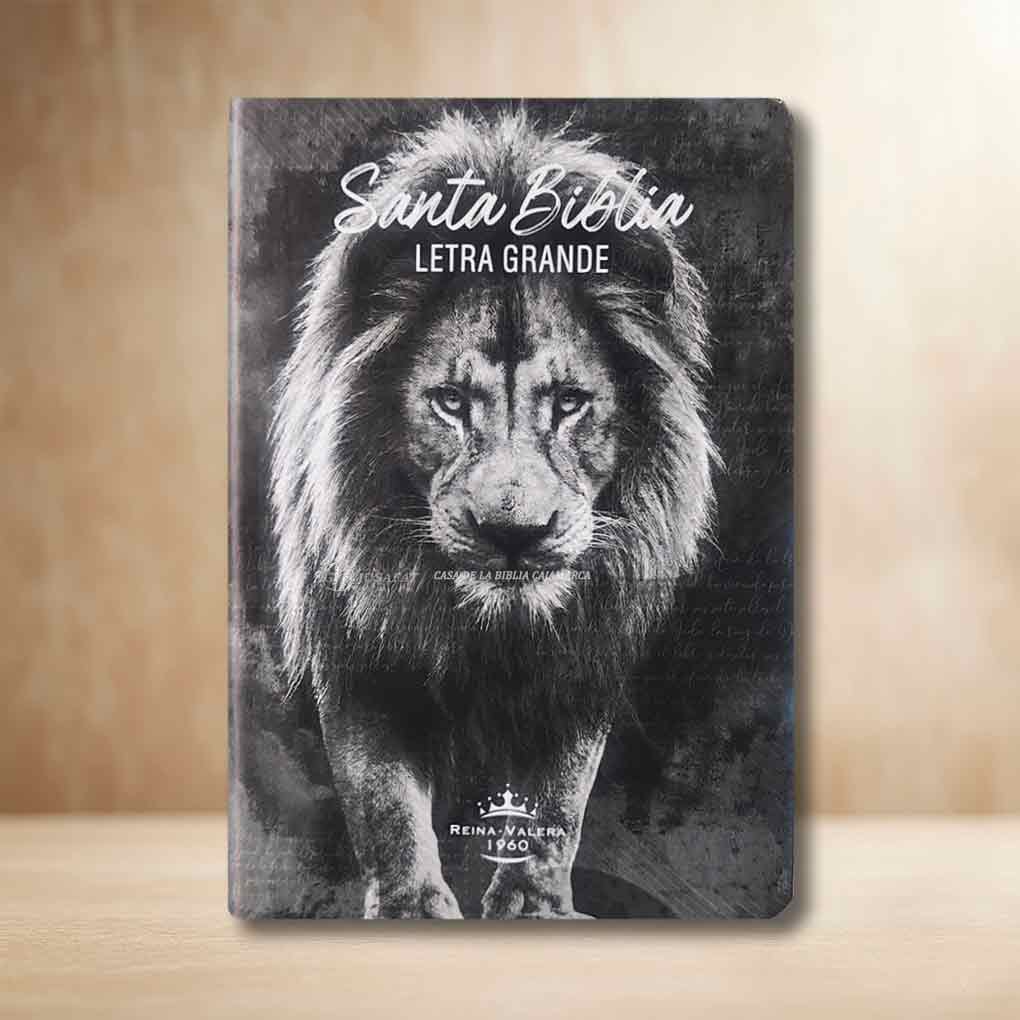 Biblia RVR1960 Personal Tapa Eco Flex Leon Negro Letra Grande 12 pts