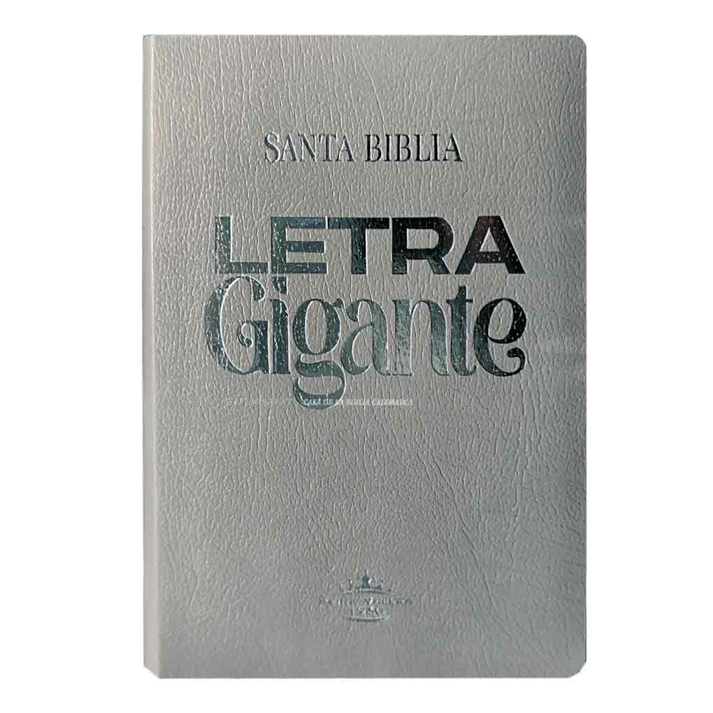 Biblia RVR1960 Letra Gigante 14 Pts Tapa Covertex Gris Personal Filo Plateado con Indice