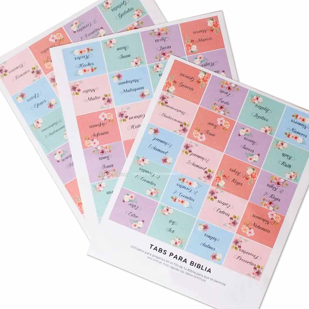 Tabs para Biblia (Indicadores de Libros de la Biblia) Flores Pastel