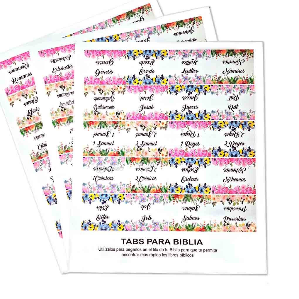 Tabs para Biblia (Indicadores de Libros de la Biblia) Flores Primavera