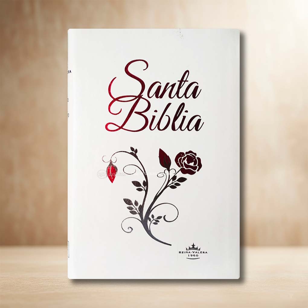 Biblia RVR1960 Letra Grande 13 pts Tapa Simil Piel Personal Indice Blanca Flores