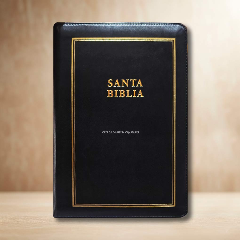 Biblia RVR1960 Letra Gigante 14 Pts Tapa Simil Piel Cierre Indice Personal Filo Dorado Negro