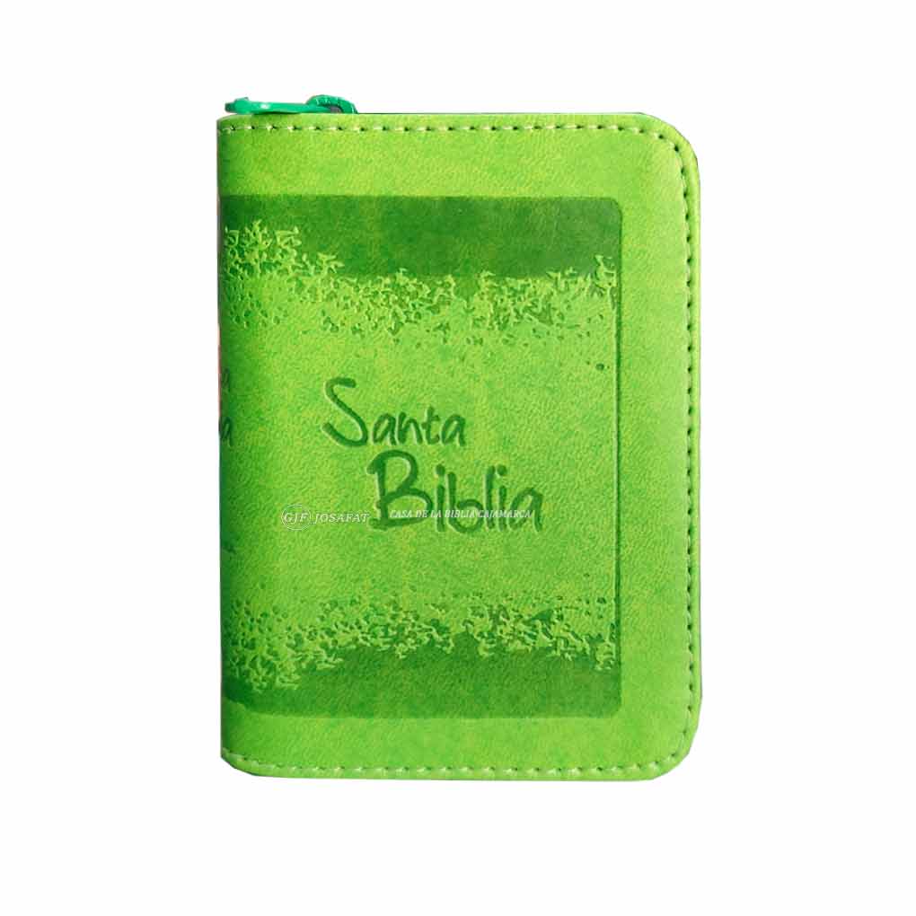 Biblia RVR1960 Bolsillo Mini Biblia Tapa Piel Cierre Verde Claro