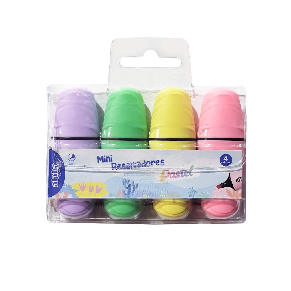 Resaltador Mini Pastel x 4 Unds Alpha