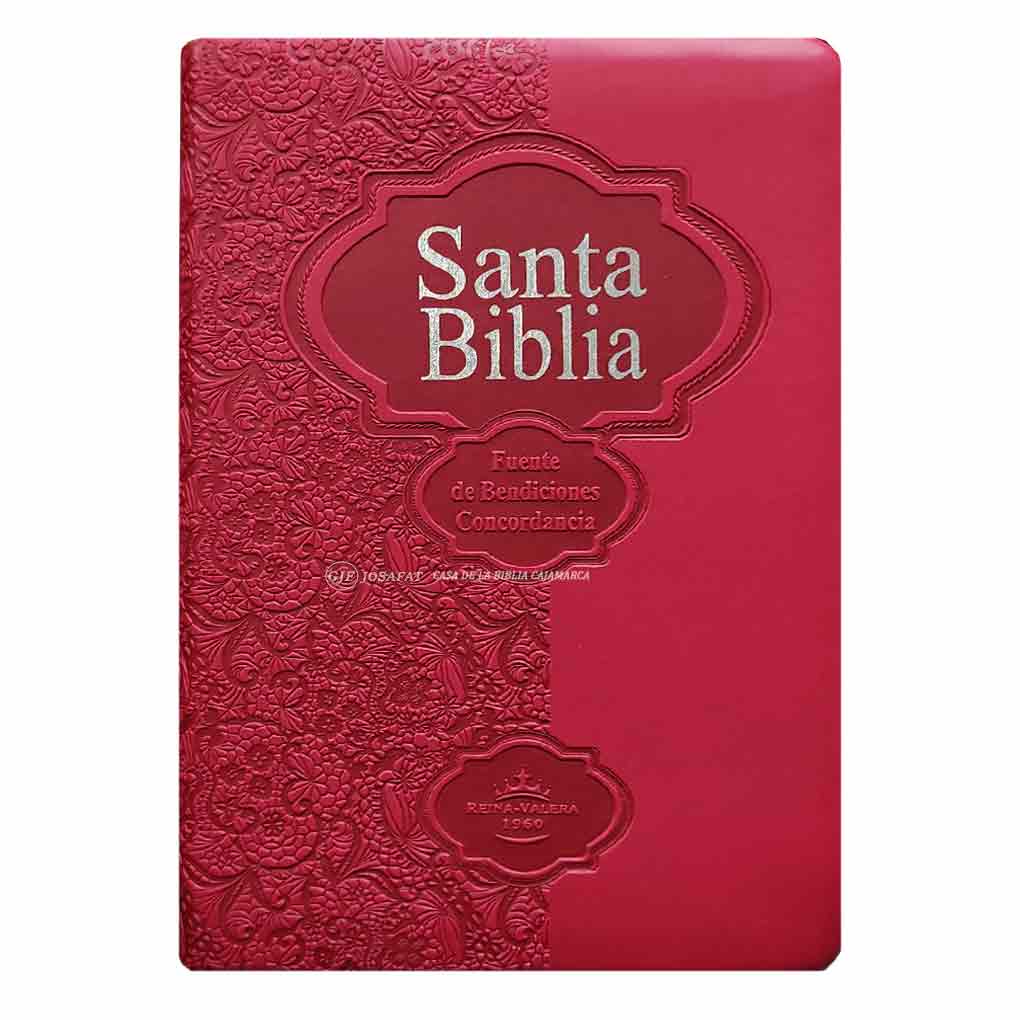 Biblia RVR1960 Fuente de Bendición Manual Con Índice Tapa Piel Rojo