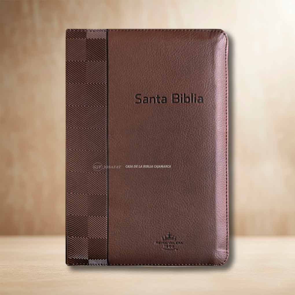 Biblia RVR1960 Tamaño Personal Letra Grande Piel Cierre Indice Café Vida