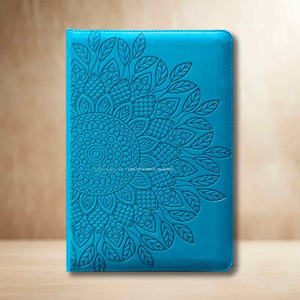 Biblia RVR1960 Tamaño Personal Letra Grande Piel Cierre Indice Turqueza Vid