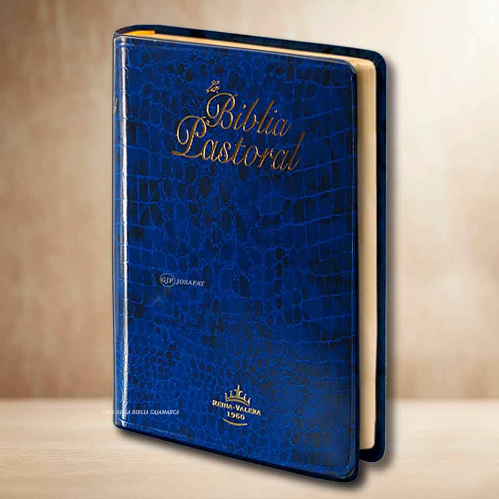 Biblia Pastoral RVR1960 Piel Azul Letra Grande