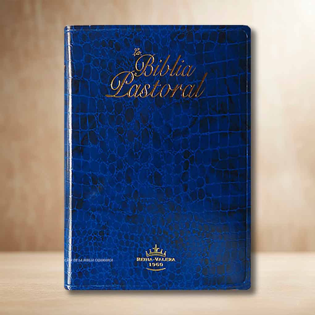 Biblia Pastoral RVR1960 Piel Azul Letra Grande