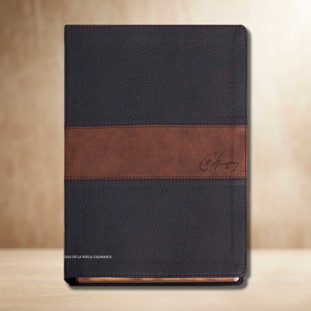 Biblia de Estudio Spurgeon RVR1960 Tapa Piel Duo Tono Marrón
