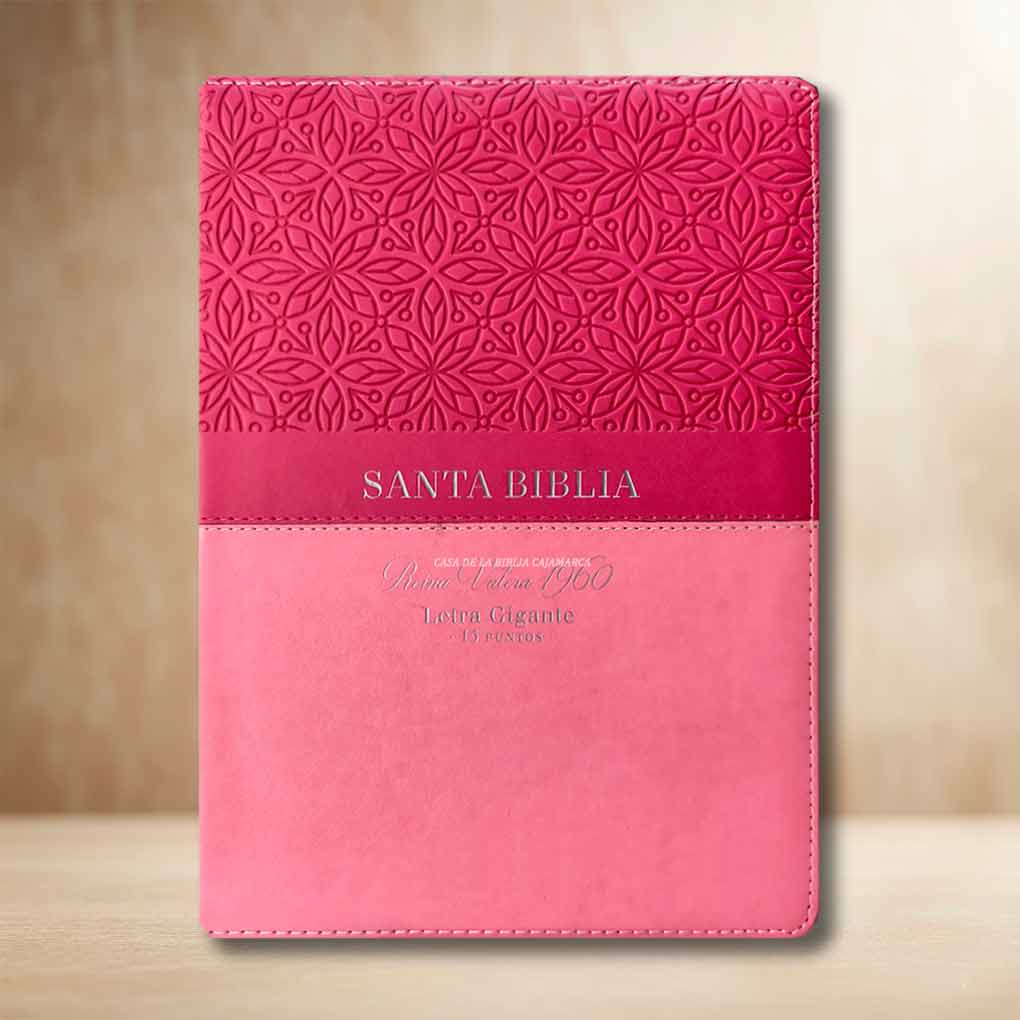 Biblia RVR1960 Letra Gigante 15 pts Tapa Simil Piel Cierre Indice MB Bifloral Rosa