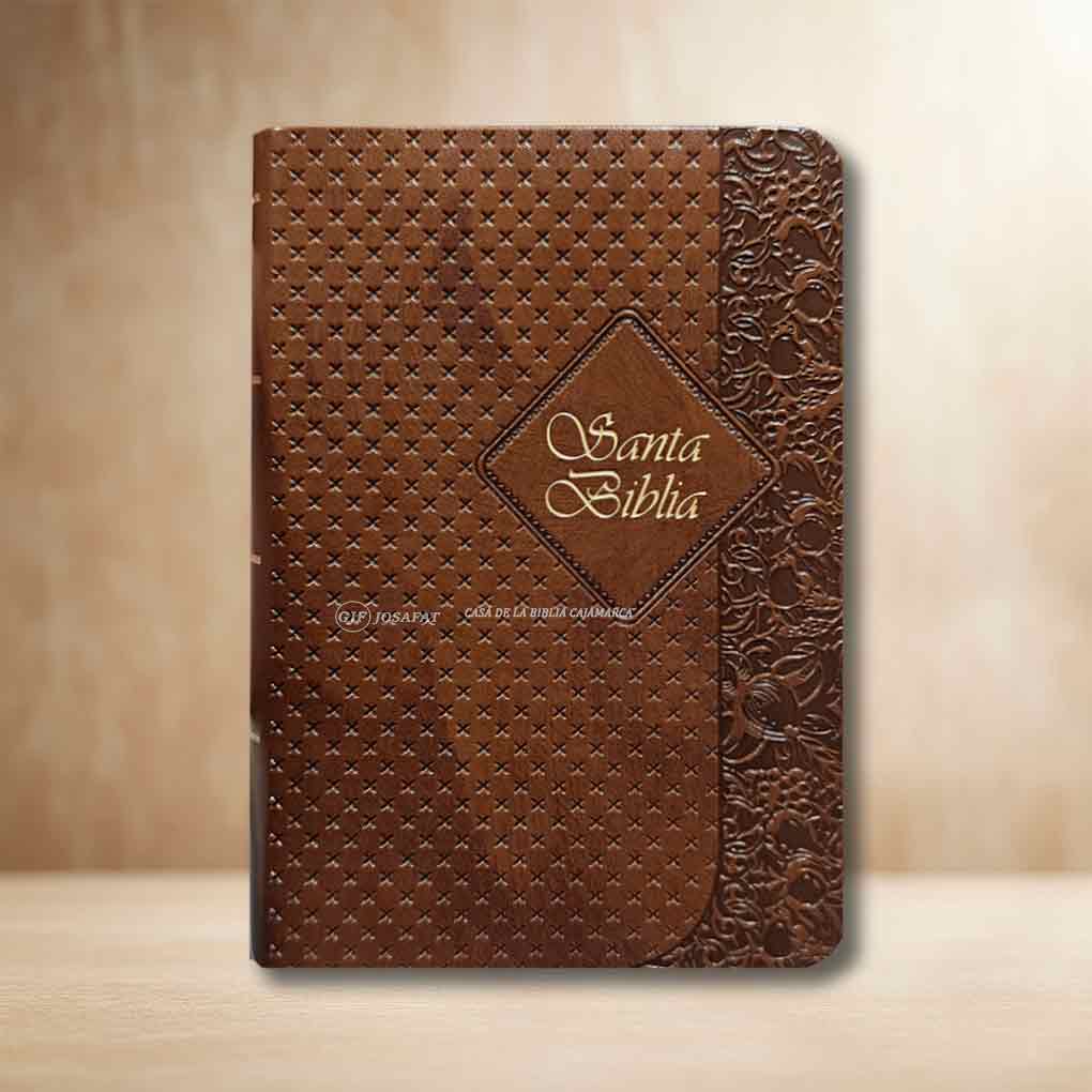 Biblia RVR1960 Compacta Tapa Piel Filo Dorado con Indice Cafe