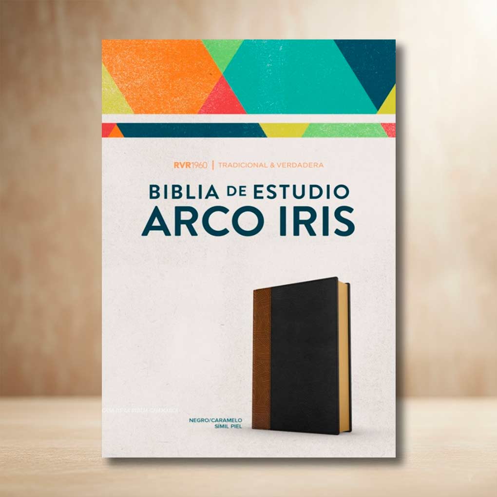 Biblia de Estudio Arco Iris RVR1960 Tapa Piel Tostado Negro Piel