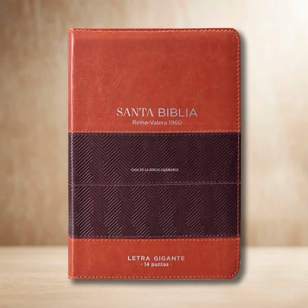 Biblia RVR1960 Letra Gigante 14 Pts Tapa Simil Piel Cierre Indice Personal MB Duo tono Café