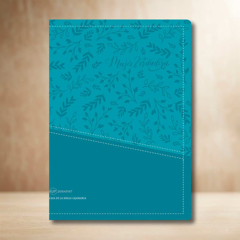 Biblia Devocional Mujer Verdadera NBLA Piel Aqua Duo Tono