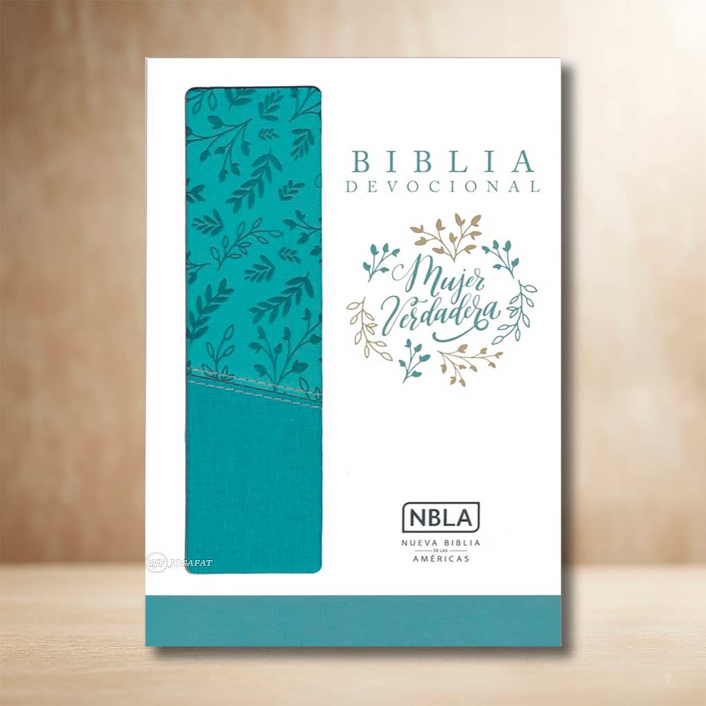 Biblia Devocional Mujer Verdadera NBLA Piel Aqua Duo Tono